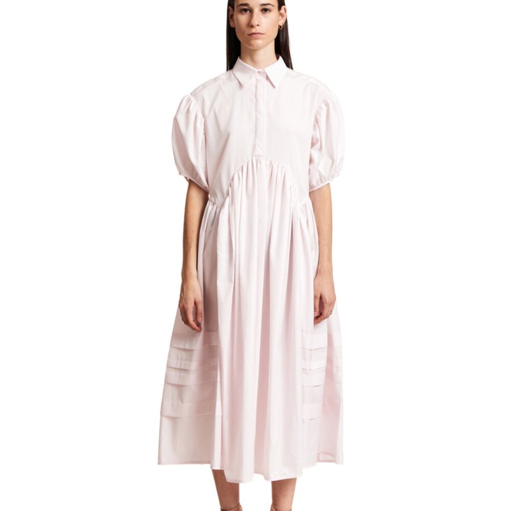 CECILIE BAHNSEN Margo Pintucked Cotton-Poplin Midi Shirt Dress